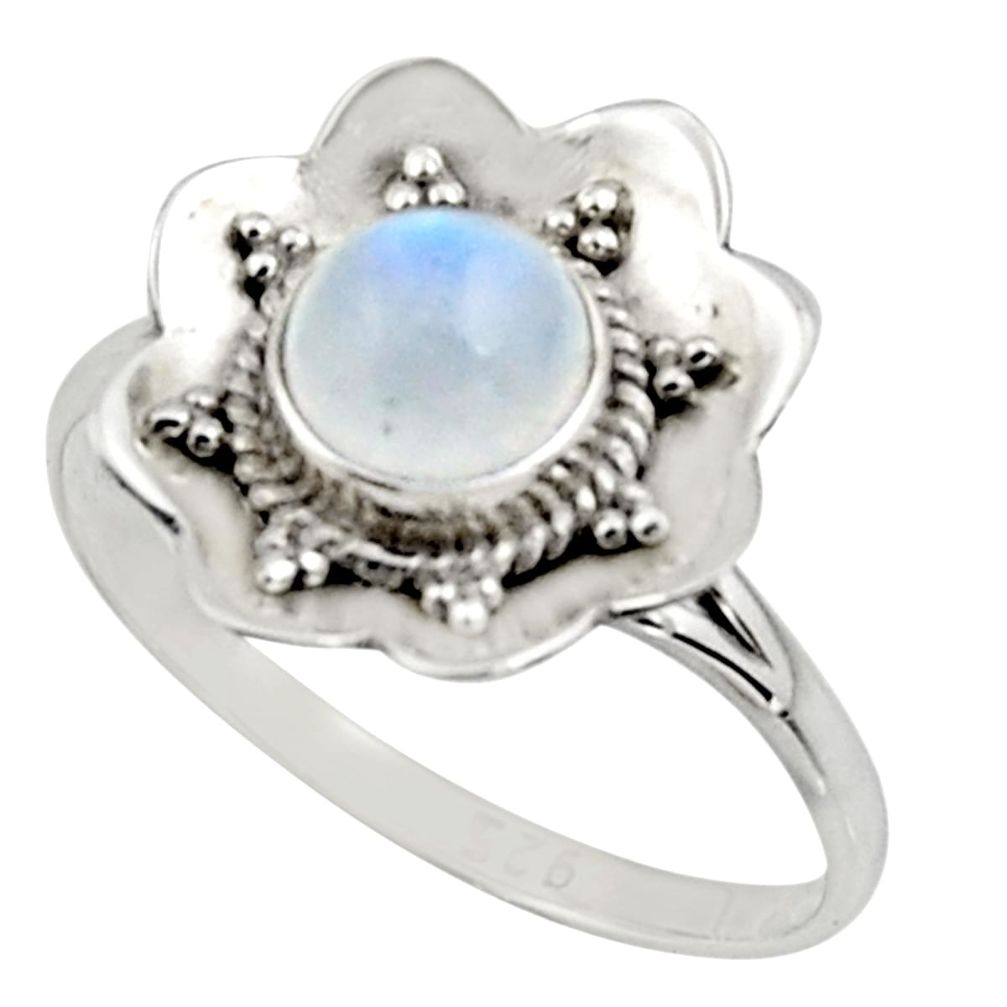 925 silver 1.44cts natural rainbow moonstone solitaire ring size 8 r16097