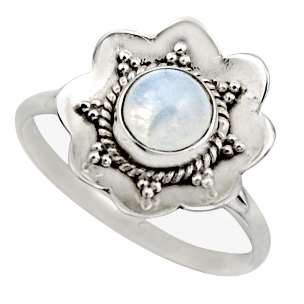 925 silver 1.45cts natural rainbow moonstone solitaire ring size 8.5 r16100