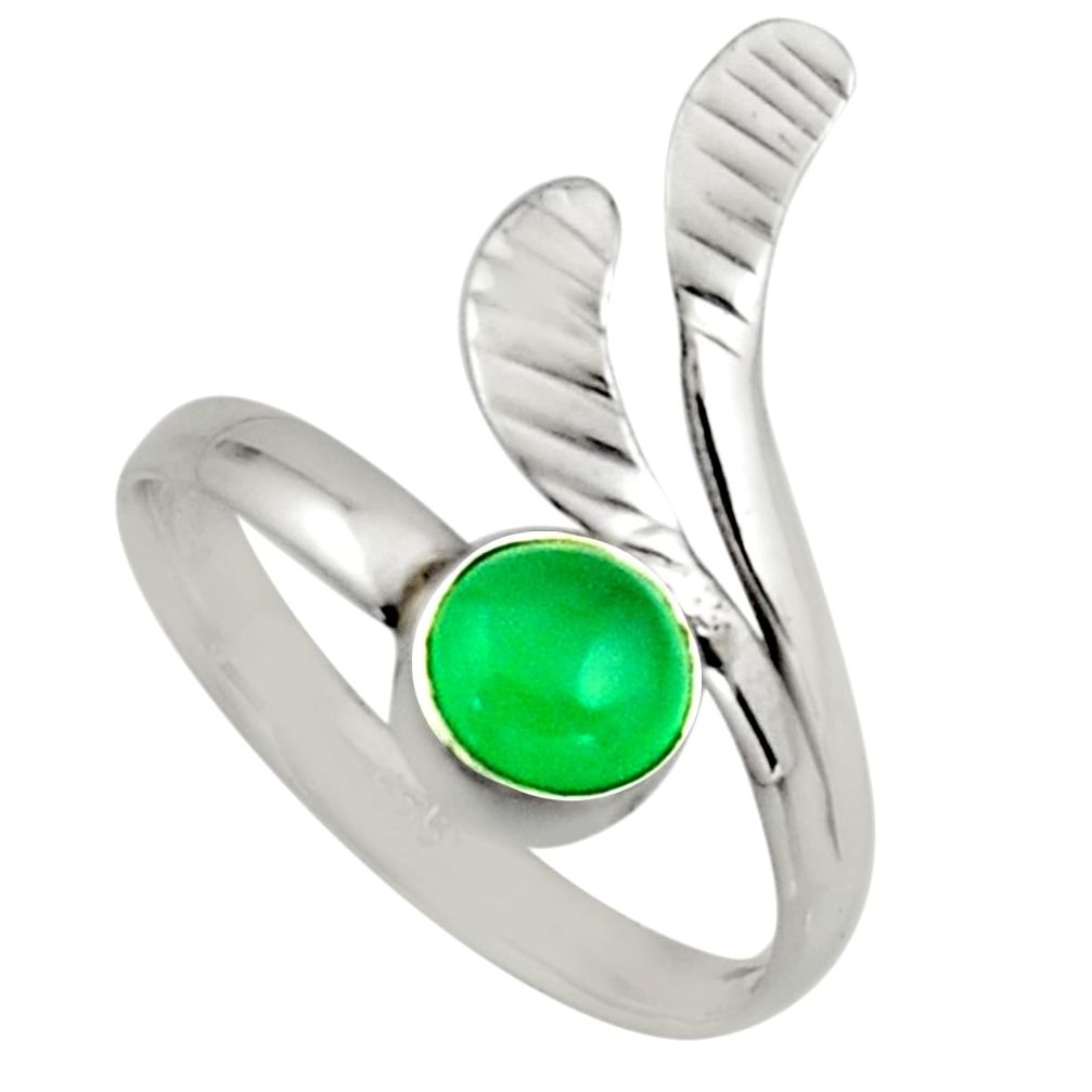 1.21cts natural green chalcedony silver solitaire adjustable ring size 9 r16101