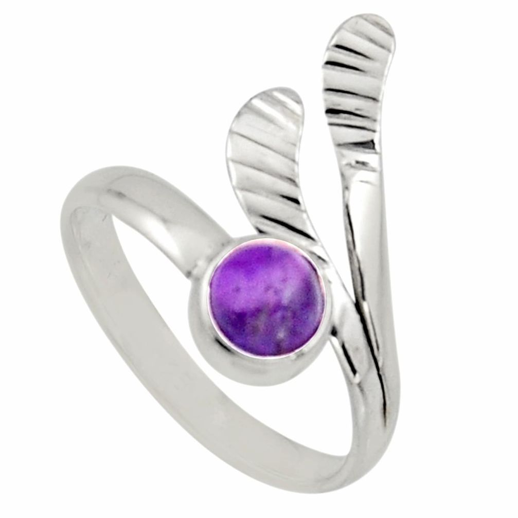 1.30cts natural amethyst 925 silver solitaire adjustable ring size 9 r16104