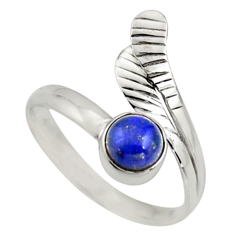 1.21cts natural lapis lazuli 925 silver solitaire adjustable ring size 10 r16111