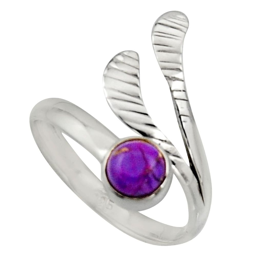 Purple copper turquoise 925 silver solitaire adjustable ring size 9.5 r16112