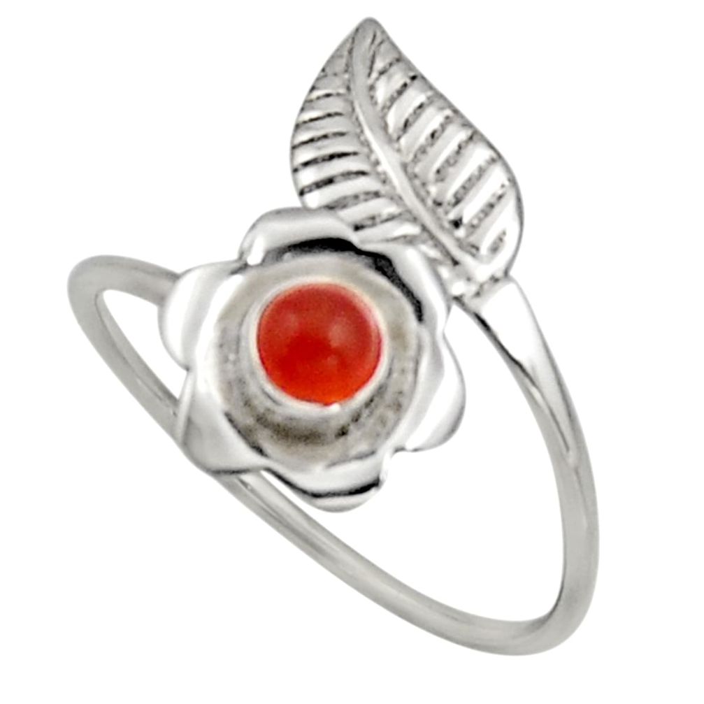 0.94cts natural cornelian 925 silver solitaire adjustable ring size 9.5 r16113