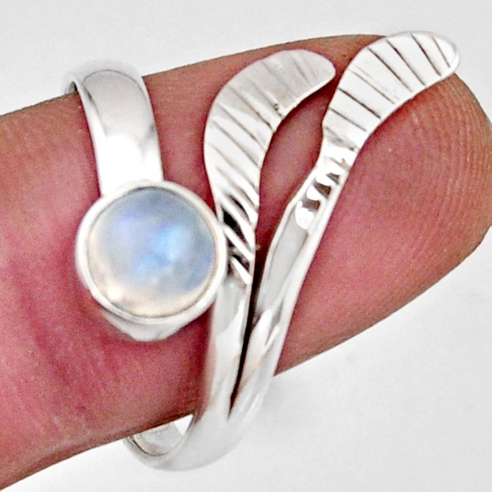 1.30cts natural rainbow moonstone silver solitaire adjustable ring size 9 r16117