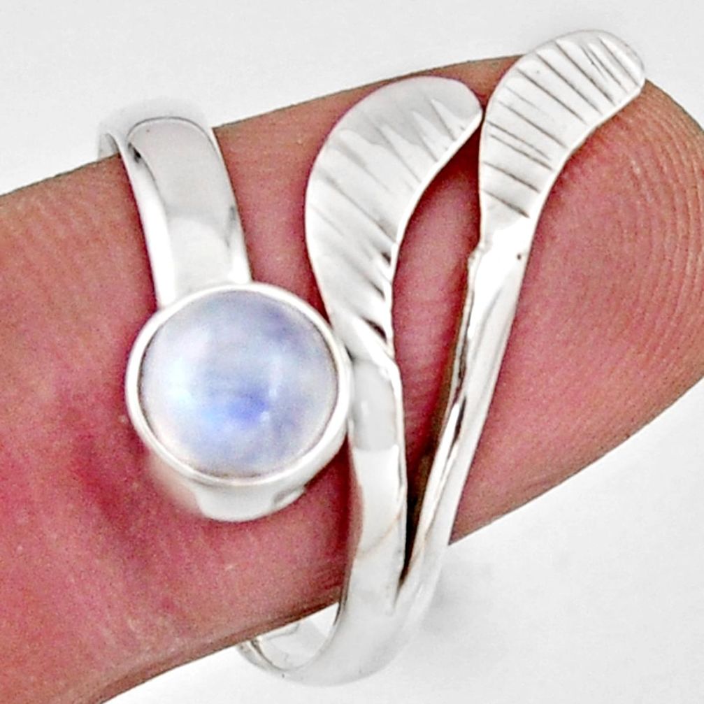 1.21cts natural rainbow moonstone silver solitaire adjustable ring size 9 r16119