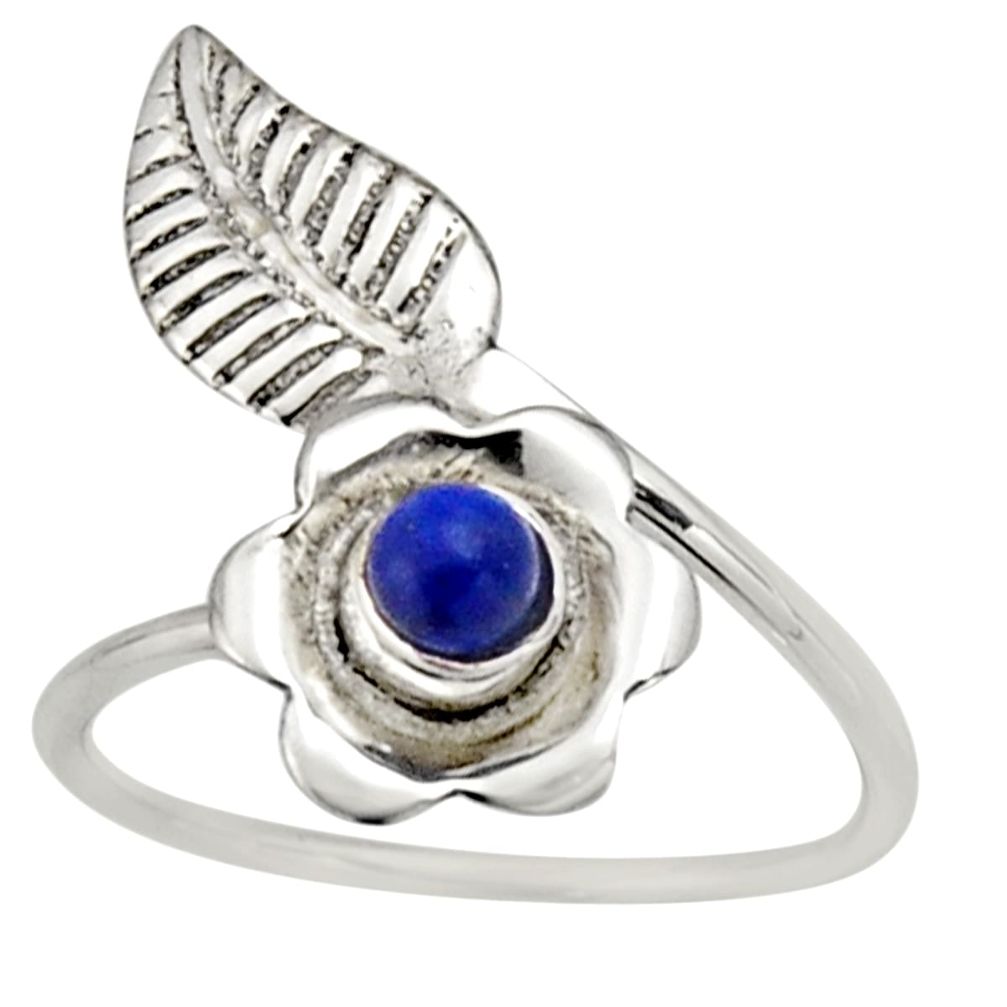 0.51cts natural lapis lazuli silver solitaire adjustable ring size 7.5 r16127