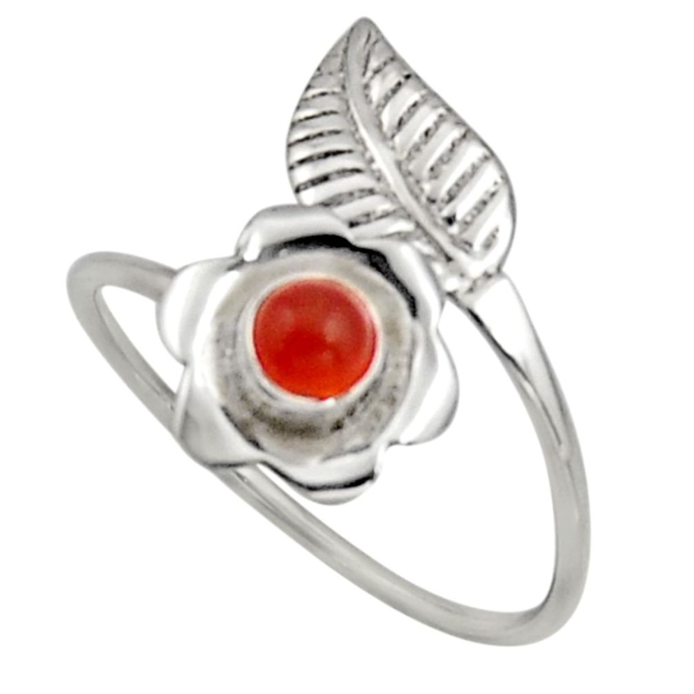 0.47cts natural orange cornelian silver solitaire adjustable ring size 10 r16131