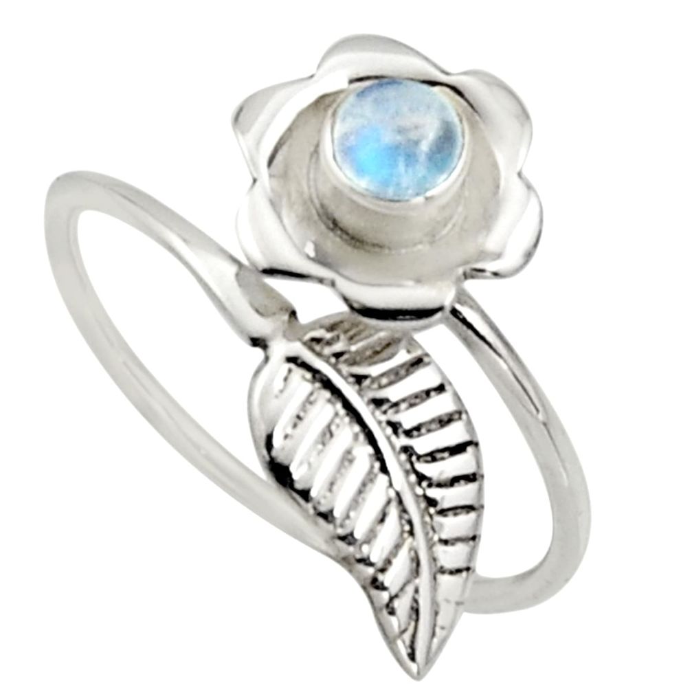 0.50cts natural rainbow moonstone silver solitaire adjustable ring size 9 r16135