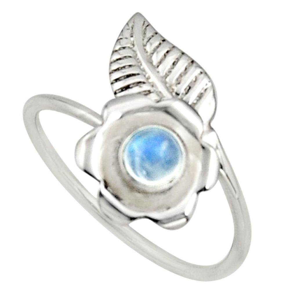 0.51cts natural rainbow moonstone silver solitaire adjustable ring size 8 r16137