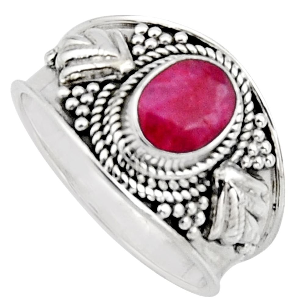 2.02cts natural red ruby 925 sterling silver solitaire ring size 8.5 r16146