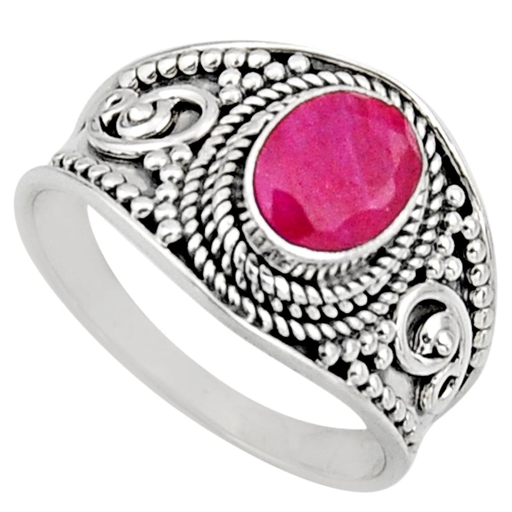 2.02cts natural red ruby 925 sterling silver solitaire ring size 8 r16149