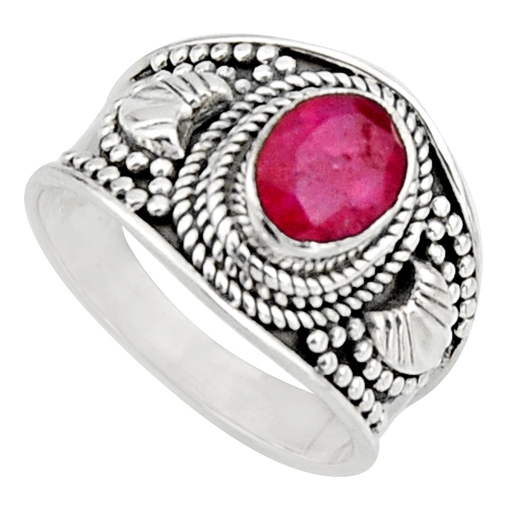 2.11cts natural red ruby 925 sterling silver solitaire ring size 7 r16151