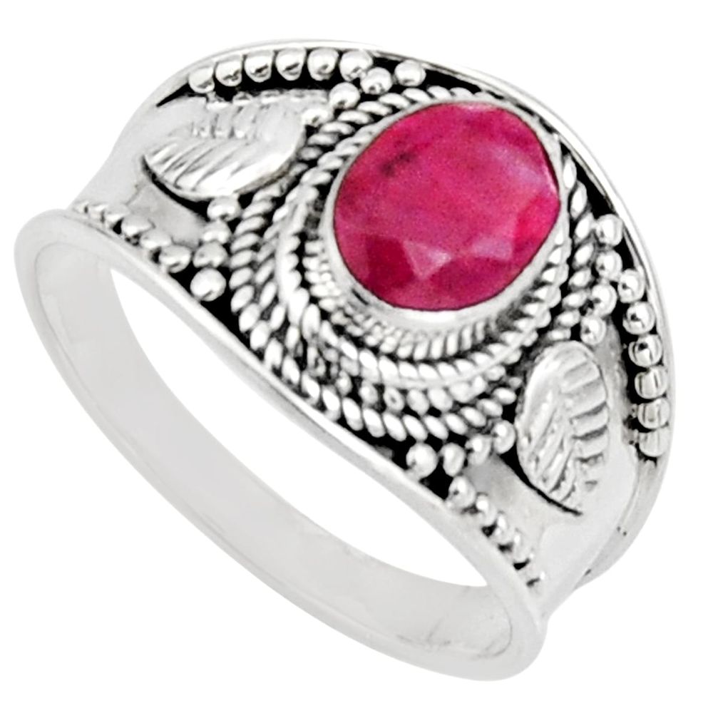 925 sterling silver 2.01cts natural red ruby solitaire ring size 8.5 r16152