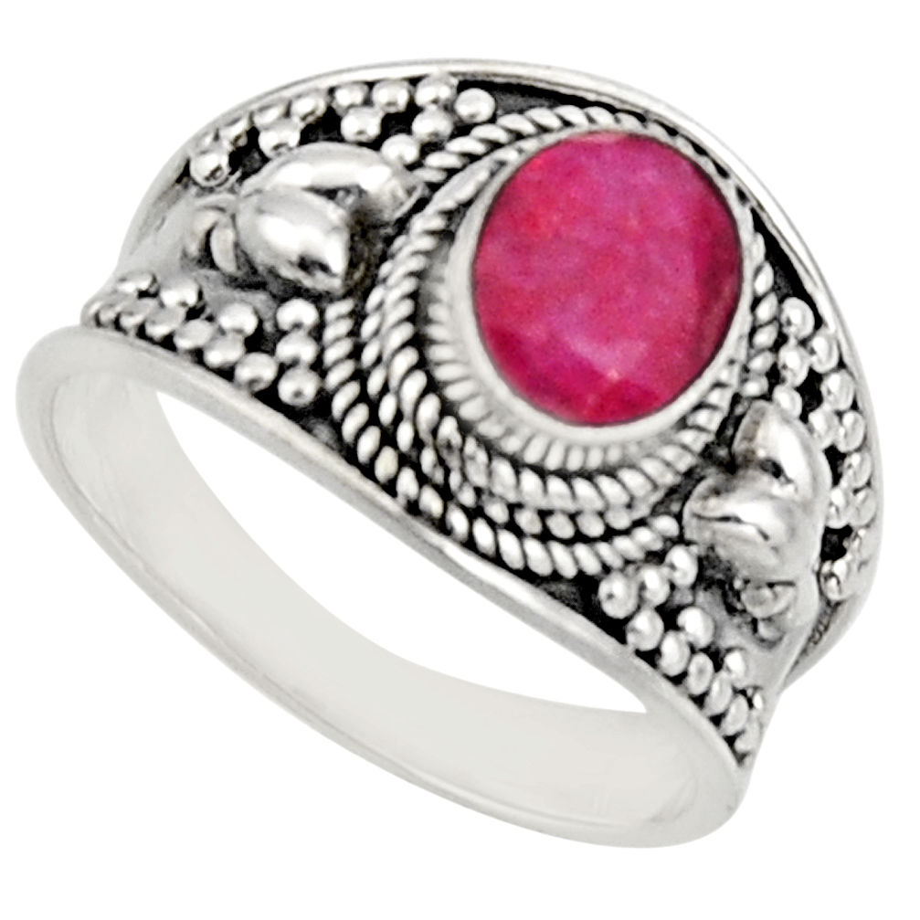 925 sterling silver 2.12cts natural red ruby oval solitaire ring size 7 r16159