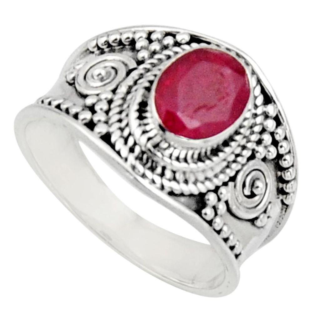 2.11cts natural red ruby 925 sterling silver solitaire ring size 7 r16160