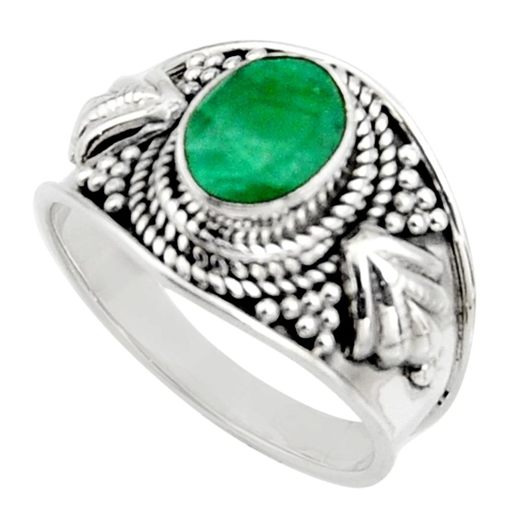 2.02cts natural green emerald 925 sterling silver solitaire ring size 7 r16162