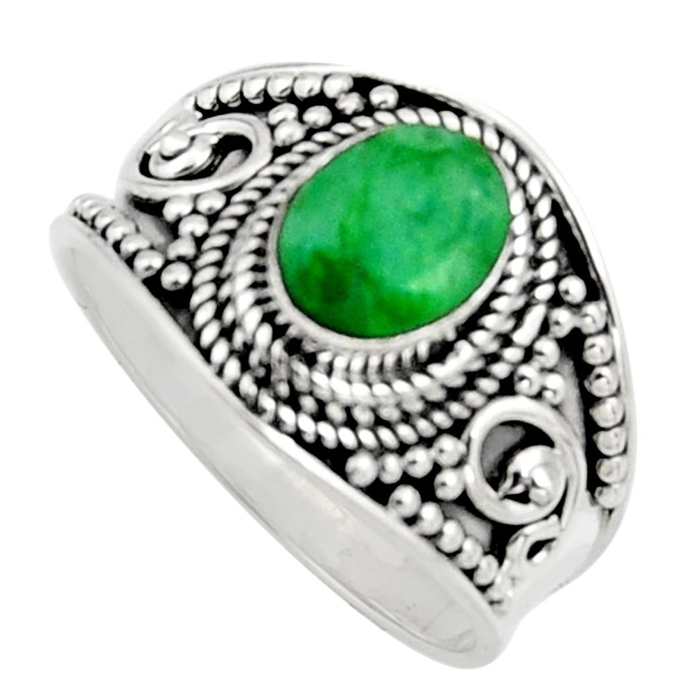 2.01cts natural green emerald 925 sterling silver solitaire ring size 8 r16163