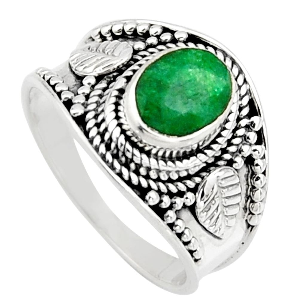 925 sterling silver 2.13cts natural green emerald solitaire ring size 7.5 r16164