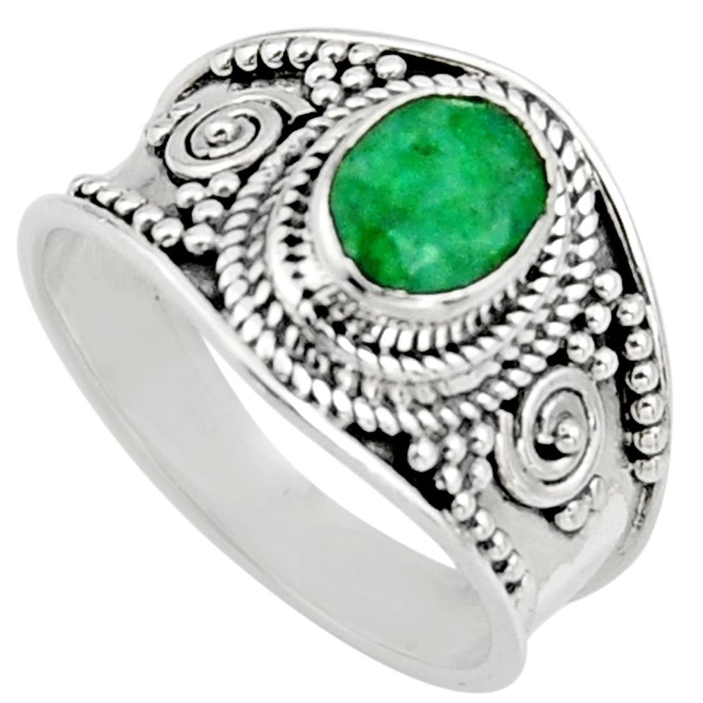 1.96cts natural green emerald 925 sterling silver solitaire ring size 8 r16167