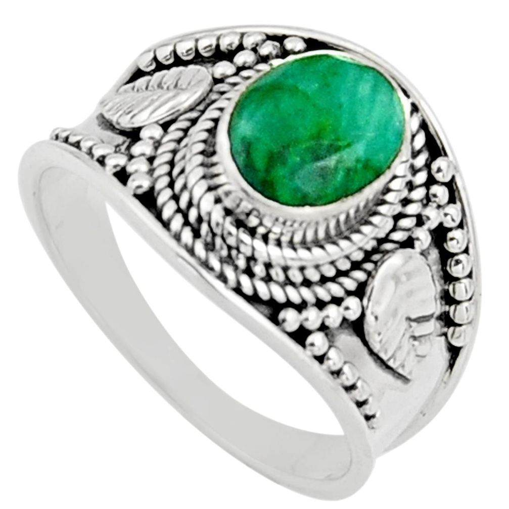 925 sterling silver 2.13cts natural green emerald solitaire ring size 7 r16168