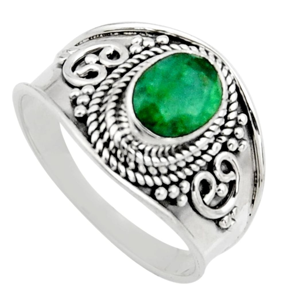 2.12cts natural green emerald 925 sterling silver solitaire ring size 8.5 r16169