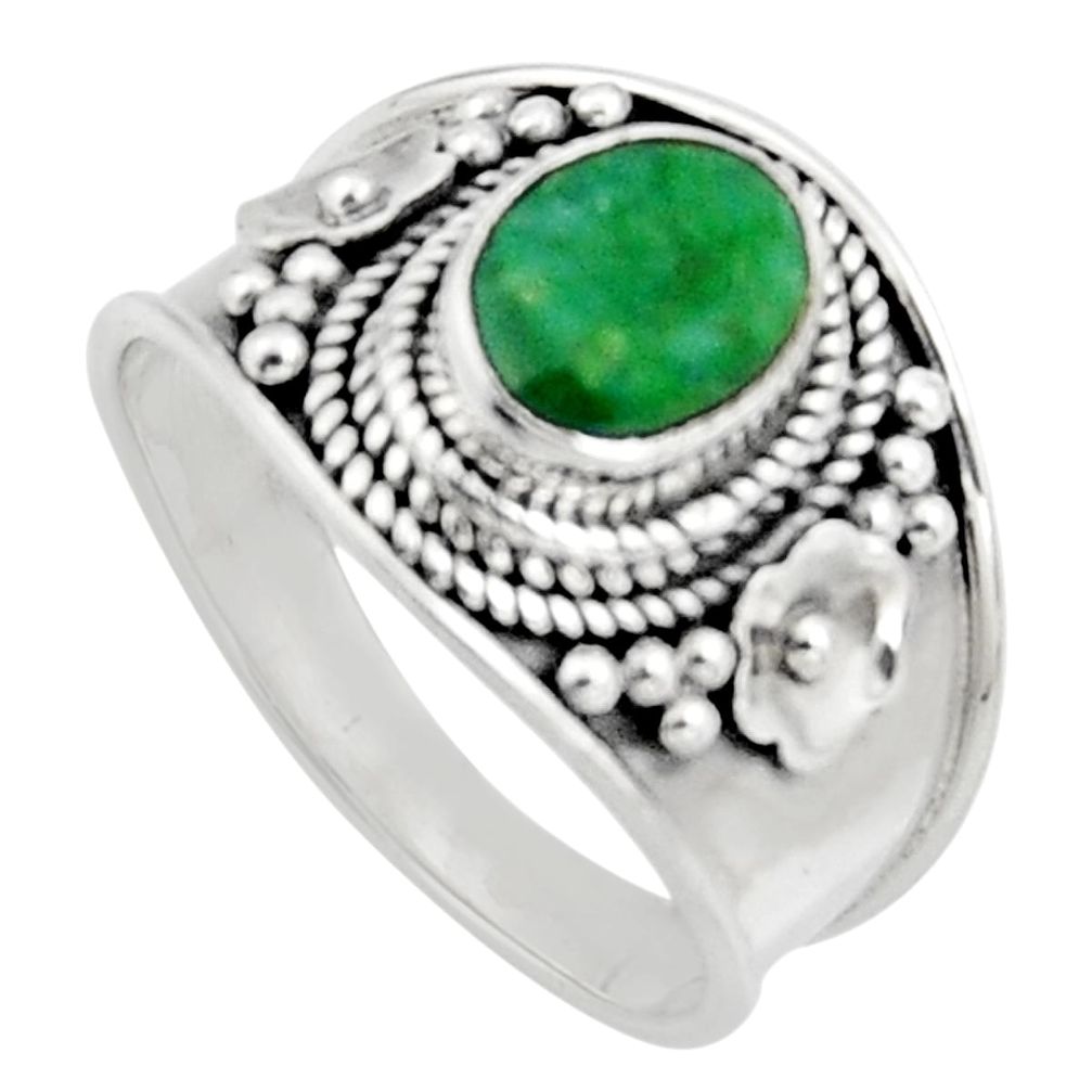 2.01cts natural green emerald 925 sterling silver solitaire ring size 7 r16170