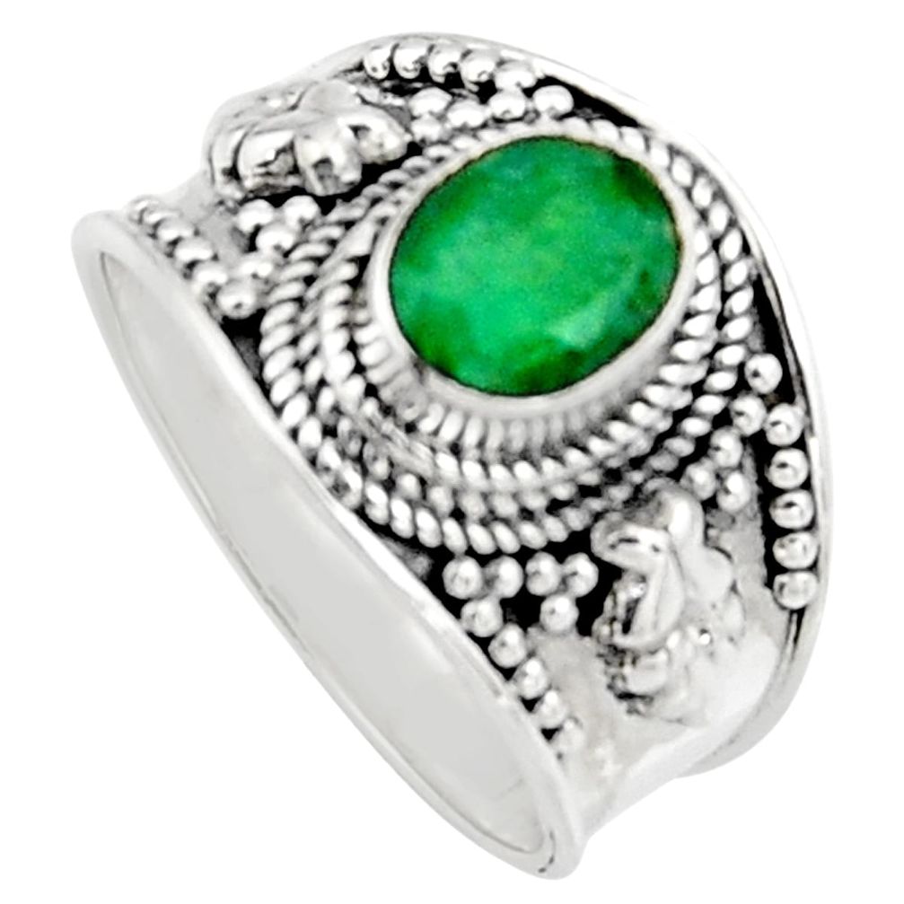 2.11cts natural green emerald 925 sterling silver solitaire ring size 7 r16171
