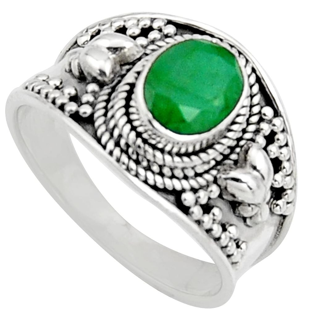 925 sterling silver 2.11cts natural green emerald solitaire ring size 8 r16172