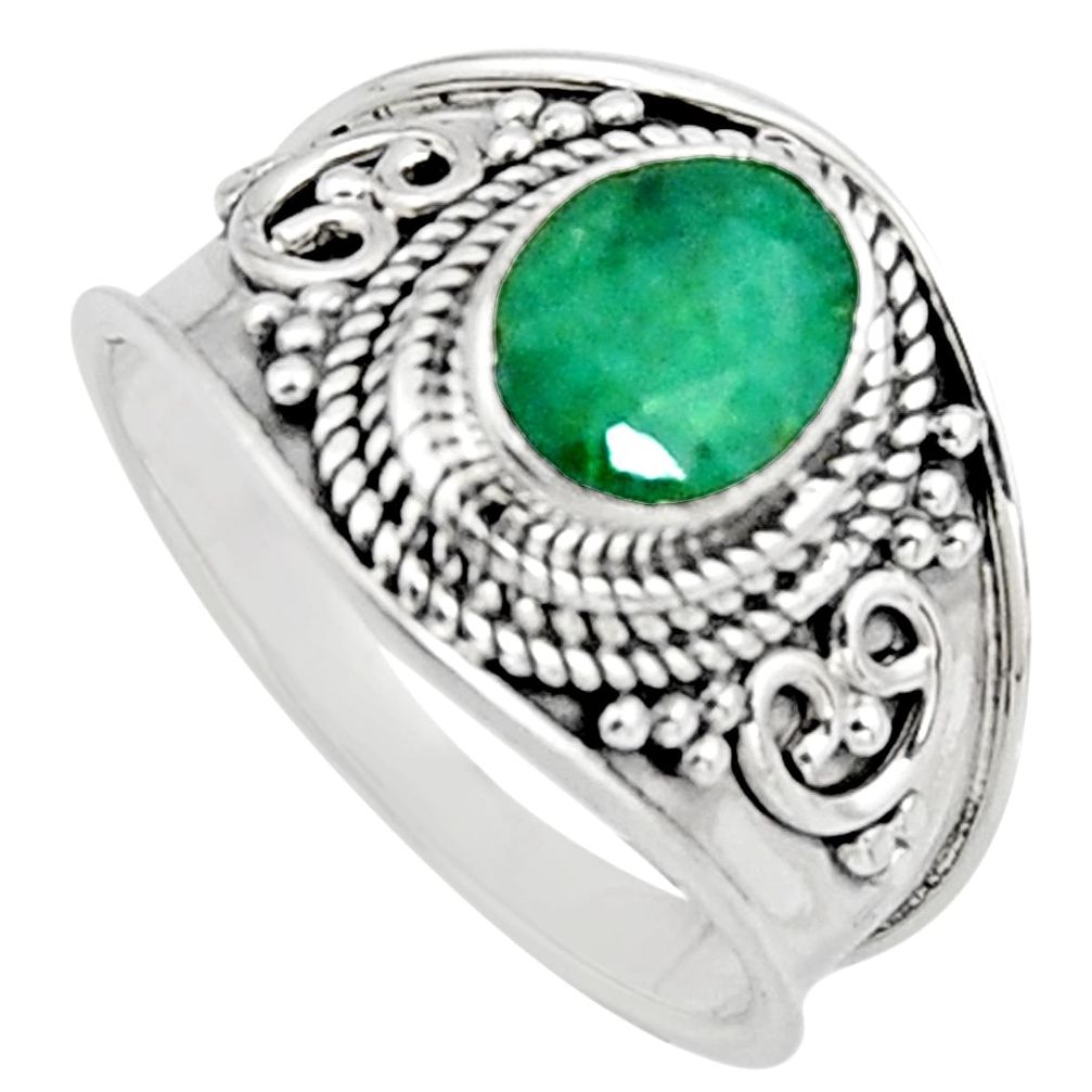 2.01cts natural green emerald 925 sterling silver solitaire ring size 7 r16173