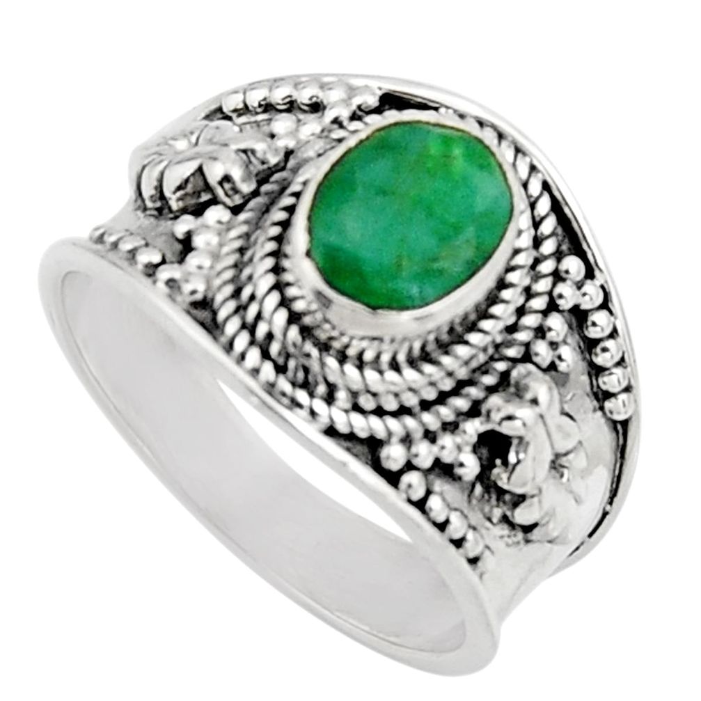 925 sterling silver 1.93cts natural green emerald solitaire ring size 7.5 r16175
