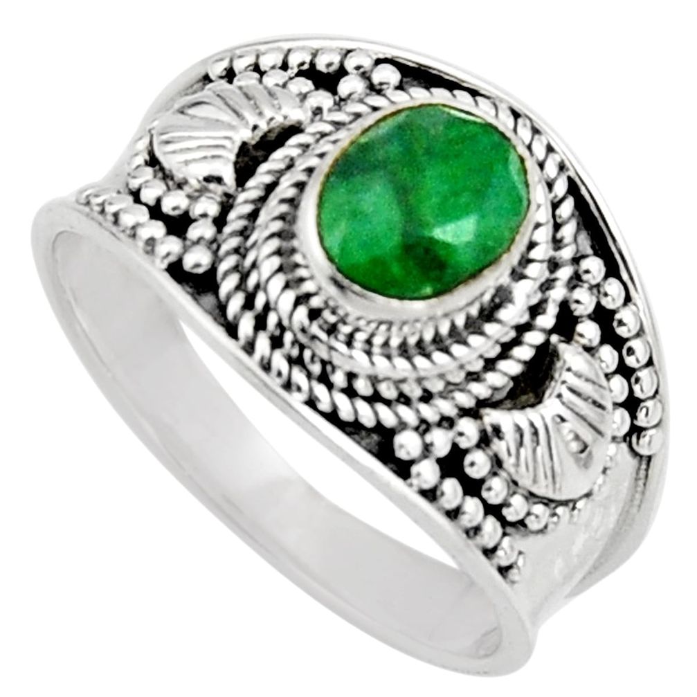 1.96cts natural green emerald 925 sterling silver solitaire ring size 9 r16176