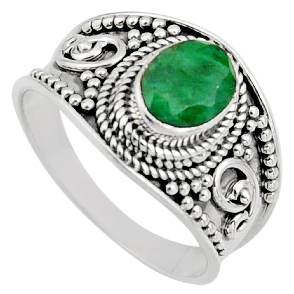 2.11cts natural green emerald 925 sterling silver solitaire ring size 8.5 r16177