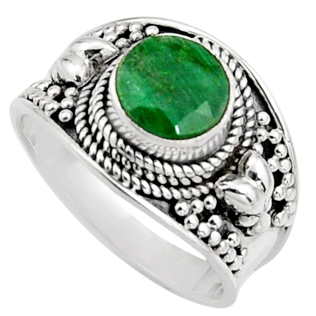 925 sterling silver 2.35cts natural green emerald solitaire ring size 7.5 r16178