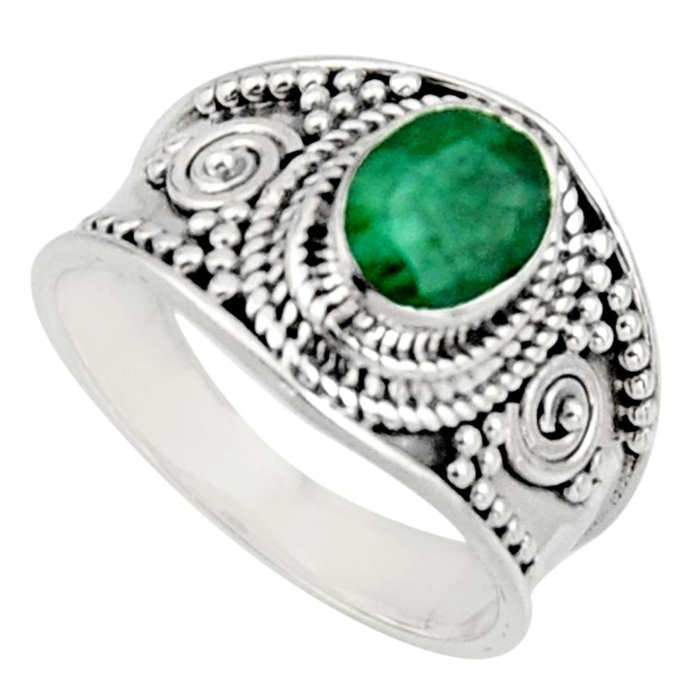 2.01cts natural green emerald 925 sterling silver solitaire ring size 8 r16179