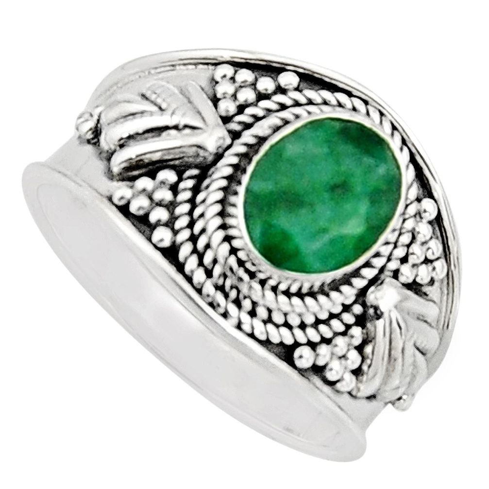 925 sterling silver 2.11cts natural green emerald solitaire ring size 7 r16180