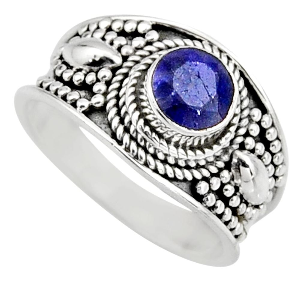 0.94cts natural blue sapphire 925 sterling silver solitaire ring size 7 r16181