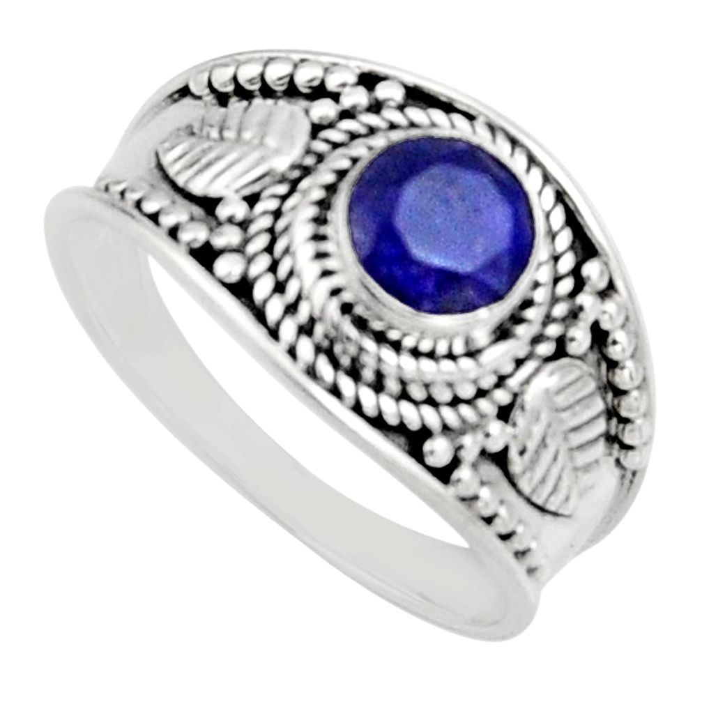 925 sterling silver 0.86cts natural blue sapphire solitaire ring size 8 r16184