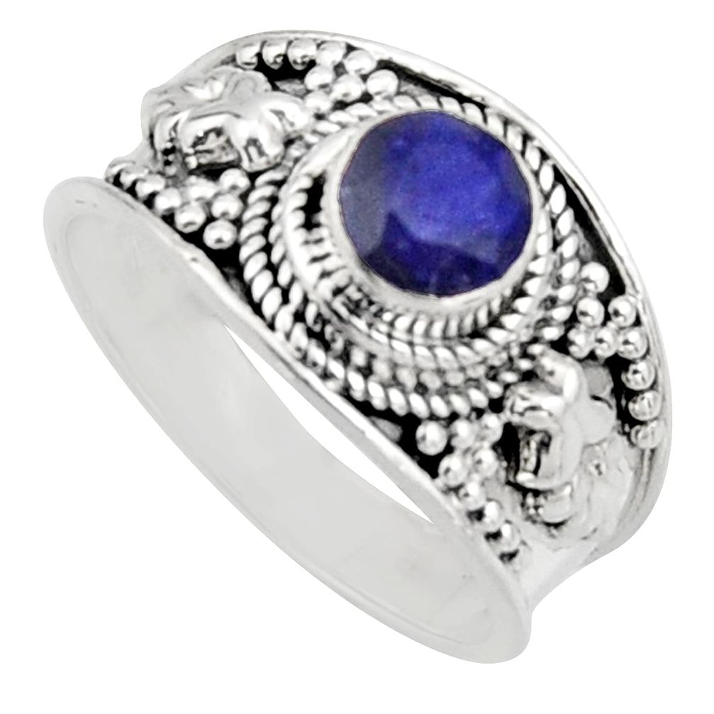 0.94cts natural blue sapphire 925 sterling silver solitaire ring size 7 r16186