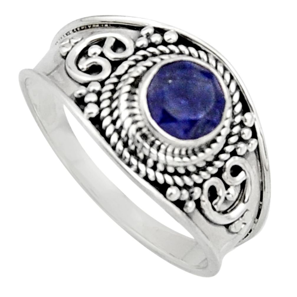 0.81cts natural blue sapphire 925 sterling silver solitaire ring size 9 r16187