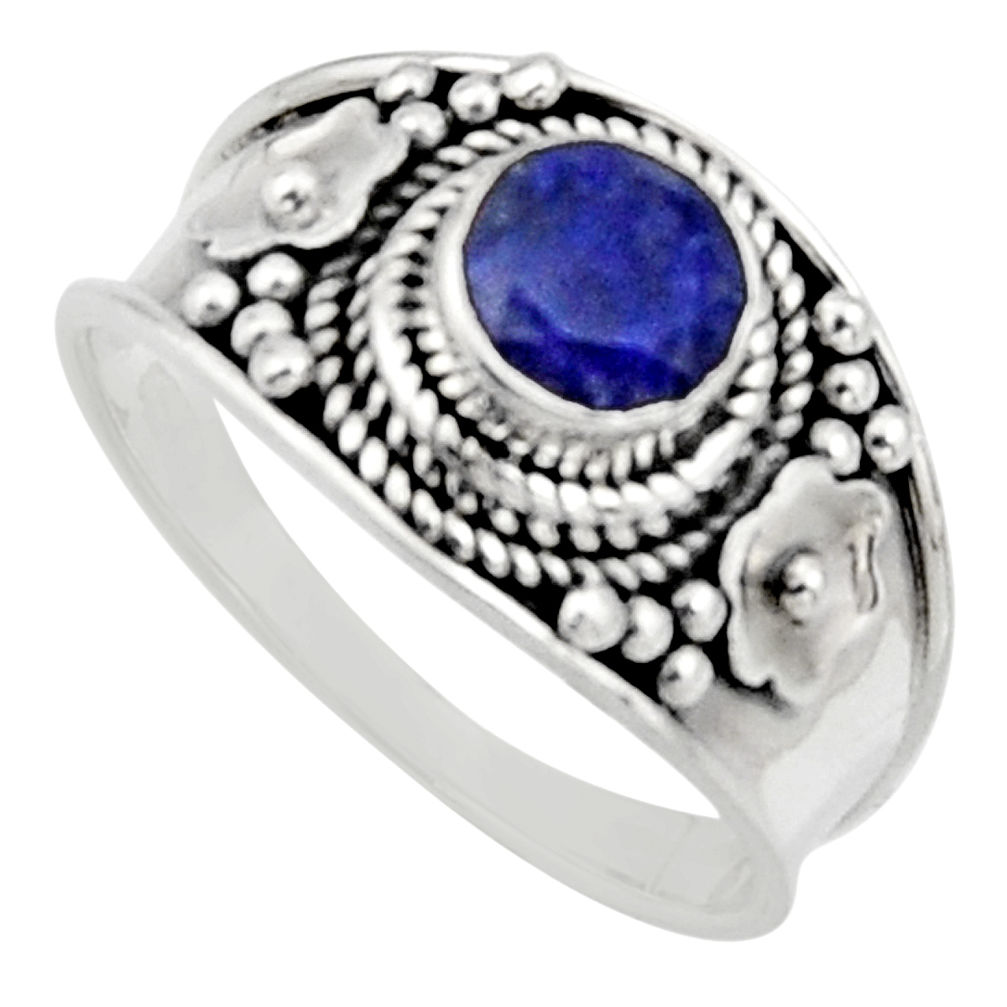 925 sterling silver 0.81cts natural blue sapphire solitaire ring size 7 r16189