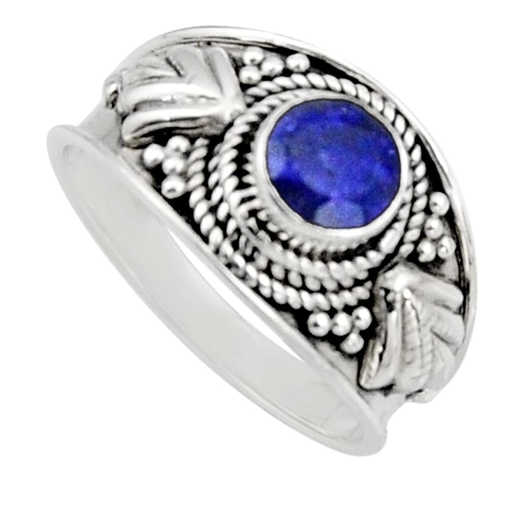 0.86cts natural blue sapphire 925 sterling silver solitaire ring size 7.5 r16190