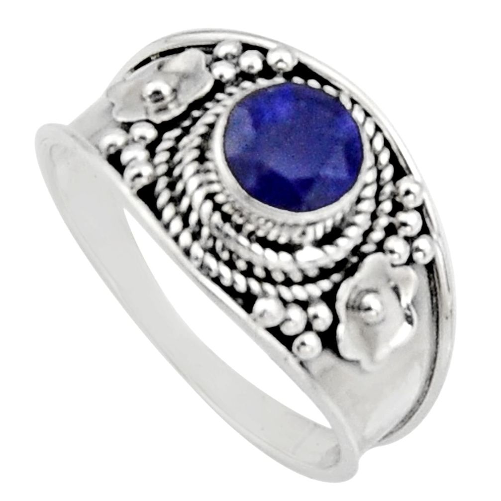 0.86cts natural blue sapphire 925 sterling silver solitaire ring size 8 r16192