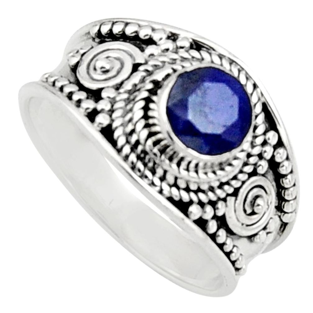 925 sterling silver 0.93cts natural blue sapphire solitaire ring size 7 r16193