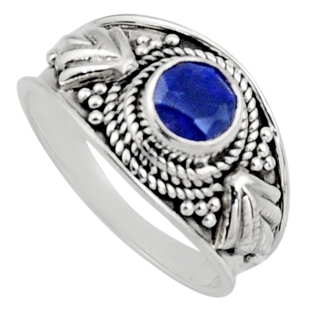 0.86cts natural blue sapphire 925 sterling silver solitaire ring size 8 r16194