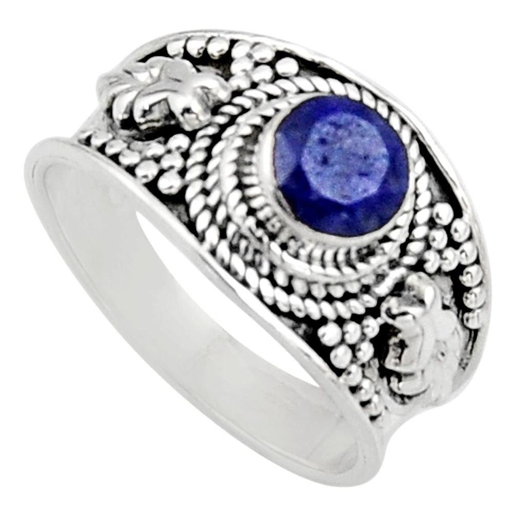 0.94cts natural blue sapphire 925 sterling silver solitaire ring size 7 r16196