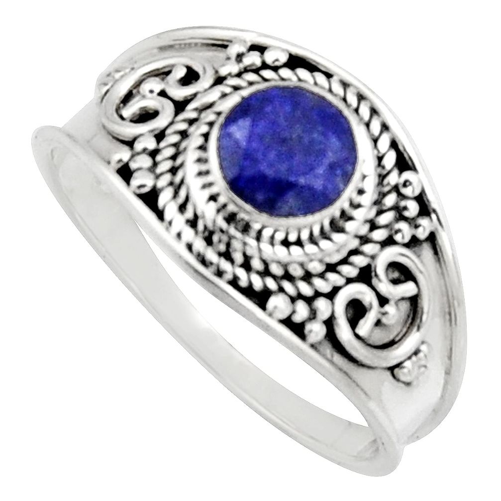 925 sterling silver 0.81cts natural blue sapphire solitaire ring size 9 r16198