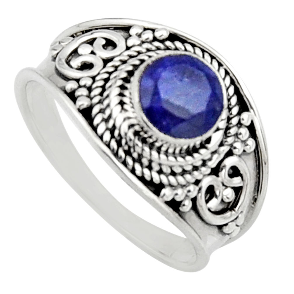 0.81cts natural blue sapphire 925 sterling silver solitaire ring size 7 r16199