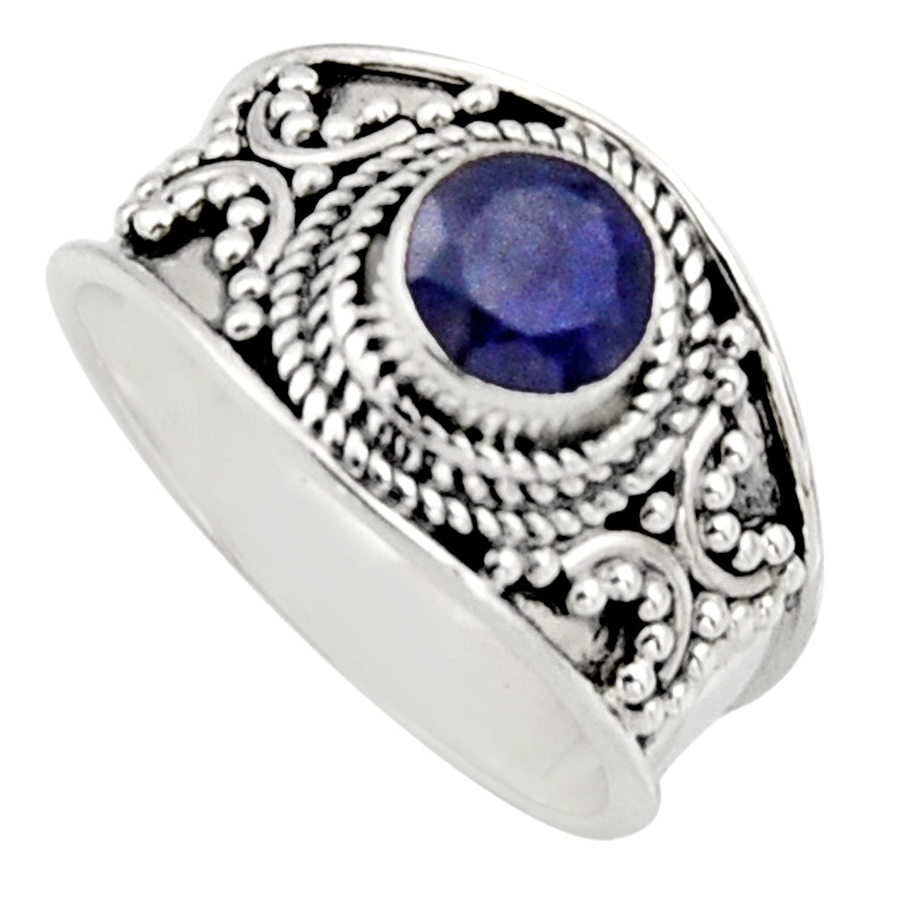 0.94cts natural blue sapphire 925 sterling silver solitaire ring size 7 r16200