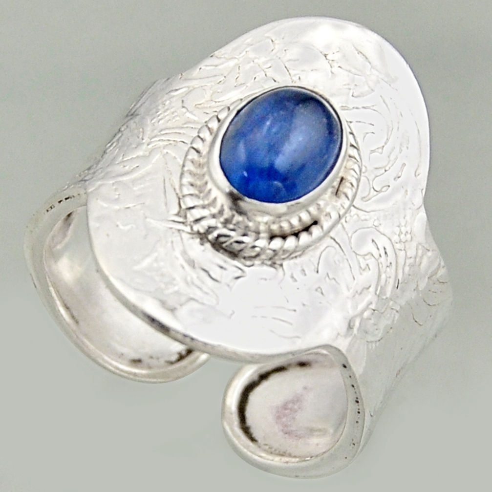 2.35cts natural blue kyanite 925 silver solitaire adjustable ring size 9 r16323