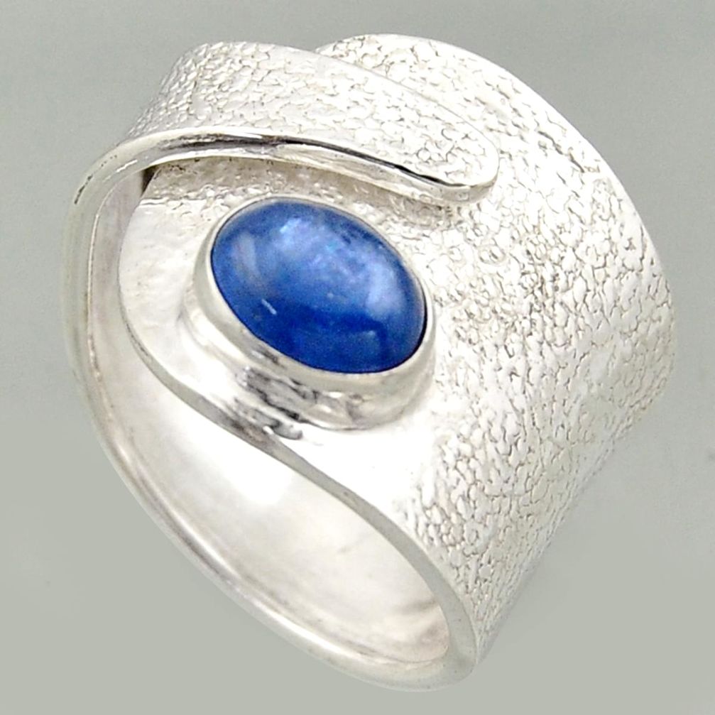 2.23cts natural kyanite 925 silver solitaire adjustable ring size 8.5 r16328